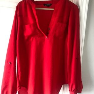 Express Red Button Blouse